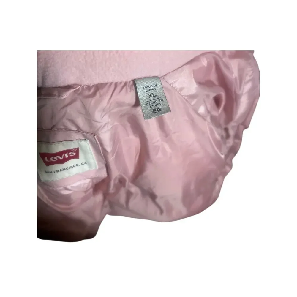 Levi Light Pink Puffer Hoodie Jacket NWT Size XL LW5SP697